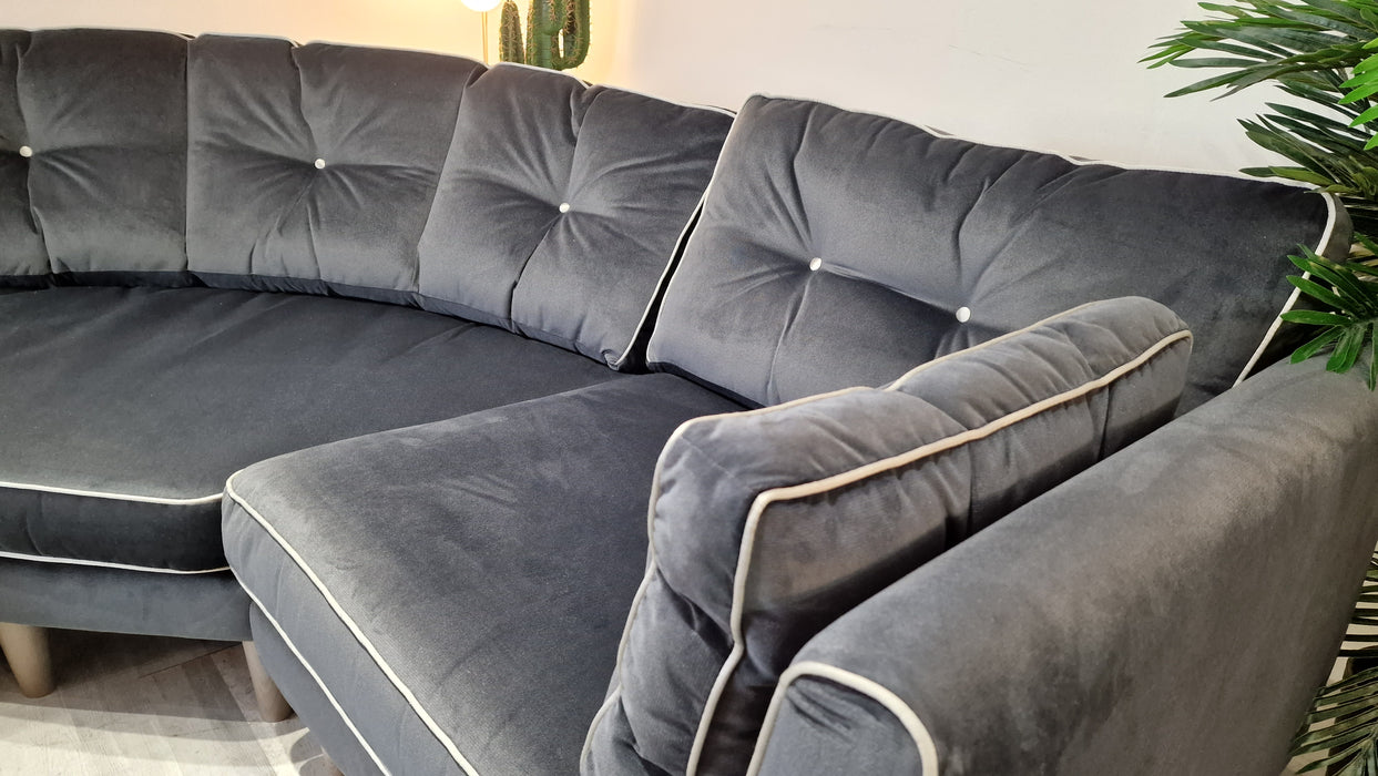 Cricket 2 Corner 1 - Fabric Sofa - Charcoal Velvet Mix