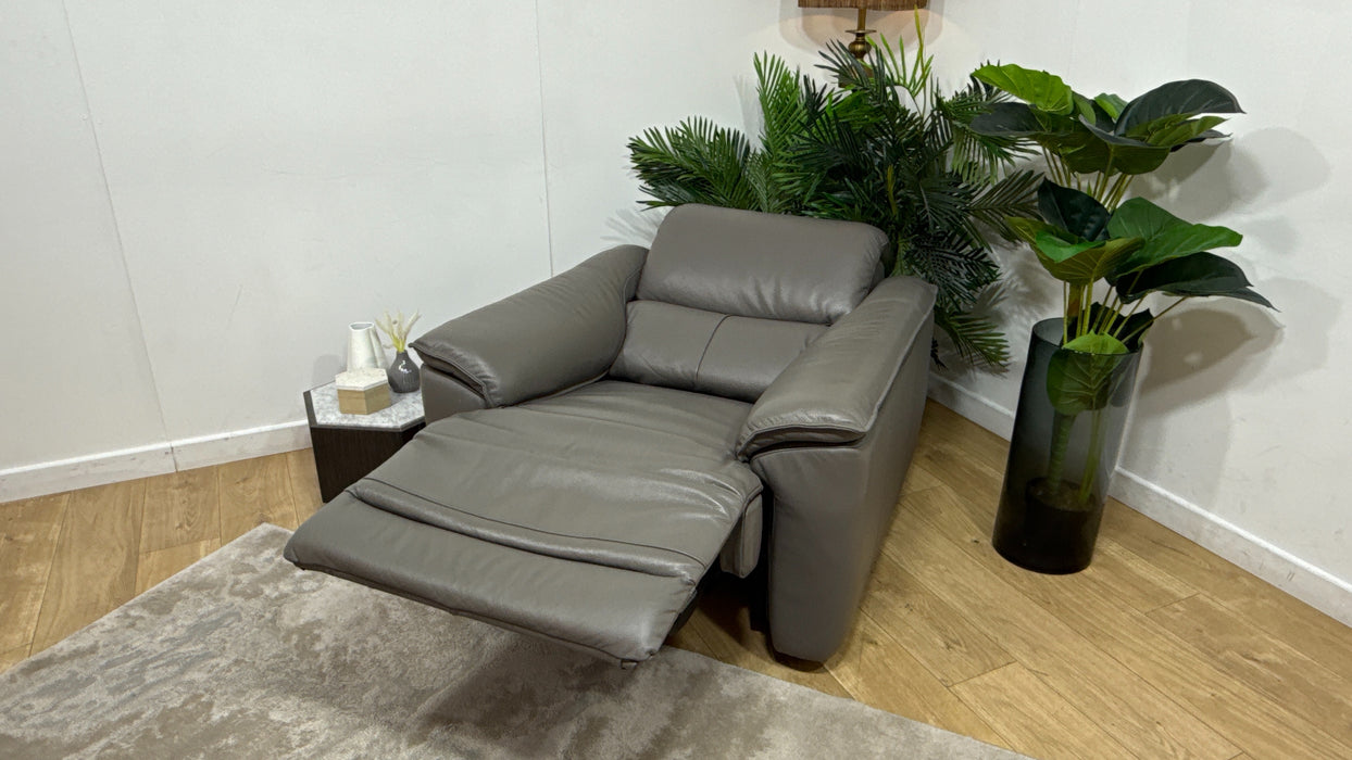 Sofology Hugo Leather Chair Power Recliner/Headrest in Trusty Embossed Elephant