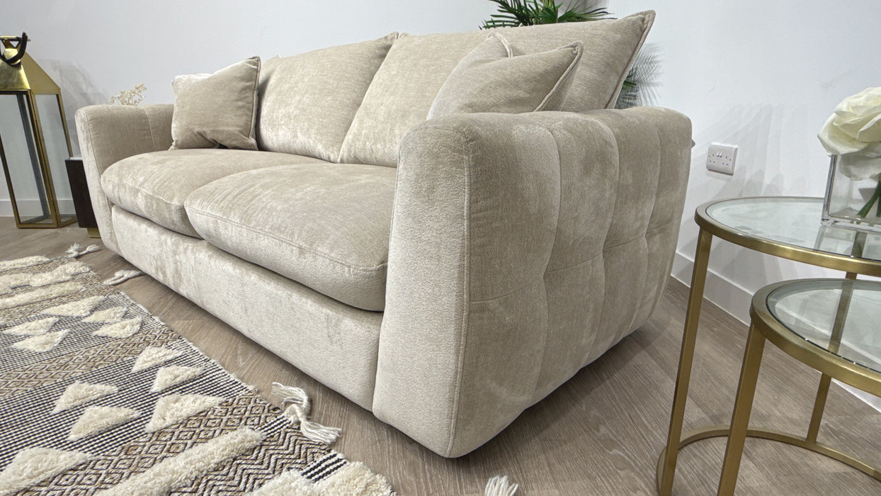 Sofology Hudson Fabric 3 Seater in Luxury Sherpa Pebble