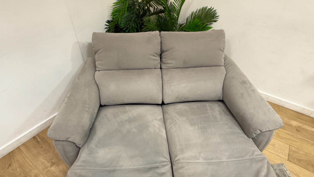 Sofology Ripley Fabric 2 Seater Power Recliner/Headrest in Lifestyle Nubuck Feel Light Grey