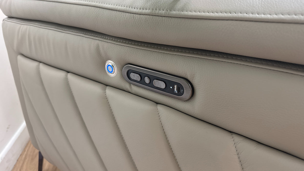 Sofology The Fratelli Leather 2.5 Seater Power Recliner/Headrest in Trusty Embossed Light Grey