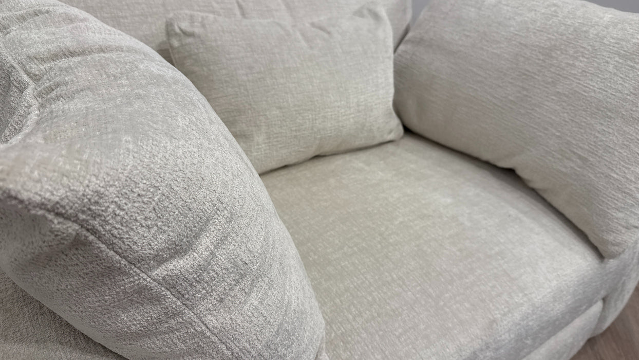 Sofology The Westwood Loveseat in Teddy Chenille Mist All Over with Gold Trim