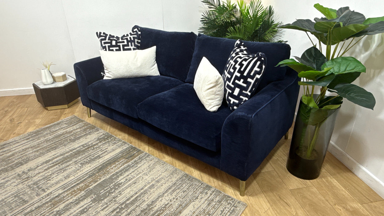Sofology Mayfair Fabric 3 Seater Foam Seats in Soft Chenille Navy/Navy Mix