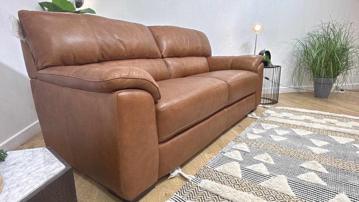 Sofology Santina Leather 3 Seater in Relaxed Soft Tan