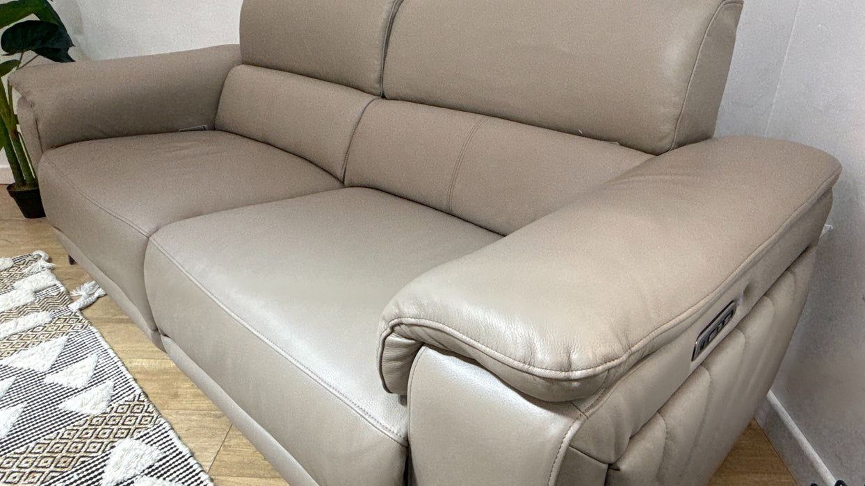 Sofology Fratelli Leather 2.5 Seater Power Recliner/Headrest in Trusty Embossed Stone