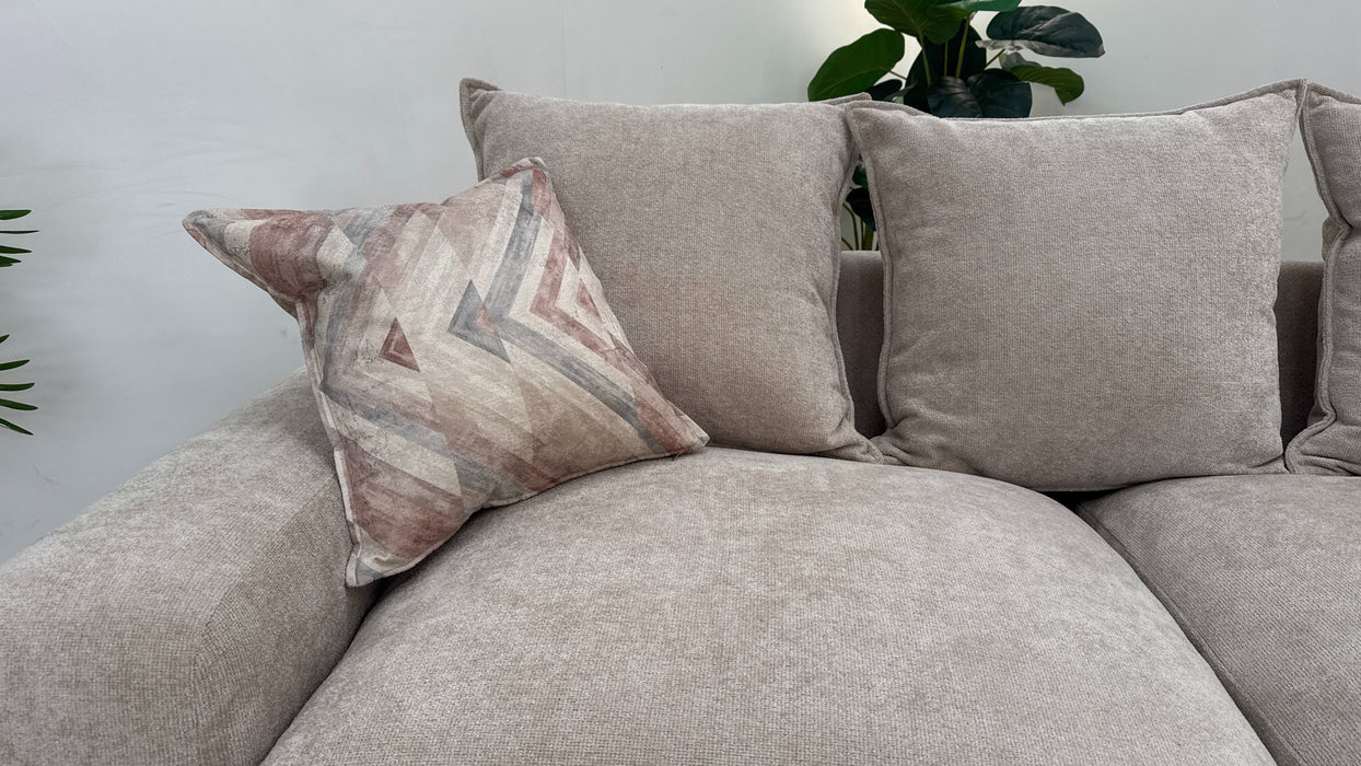 Sofology Haven Fabric 3 Seater Split Pillow Back Foam/Feather Seats in Cosy Chenille Pebble Mix
