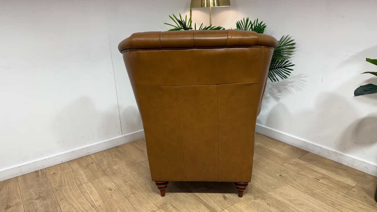 Sofology Darcy Leather Accent Wing Chair with Studs in Trusty Supersoft Sheen Tan