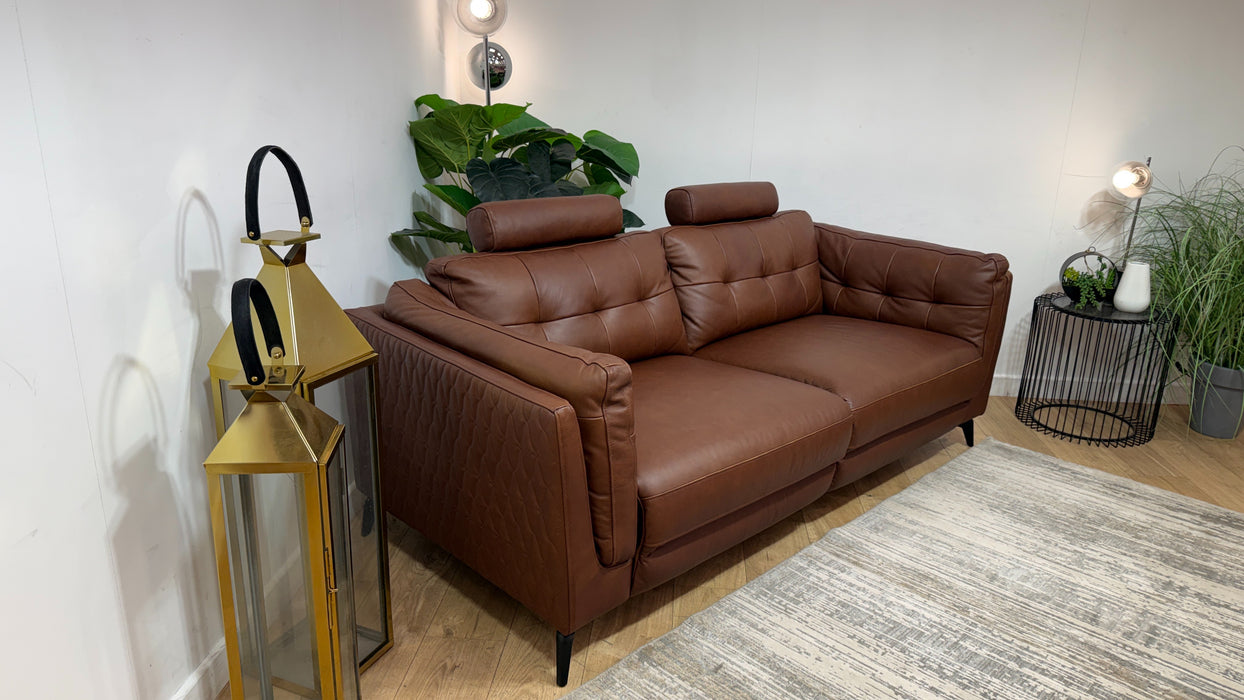 Sofology Muse Leather 2.5 Seater Supportive Headrests in Relaxed Matt Espresso