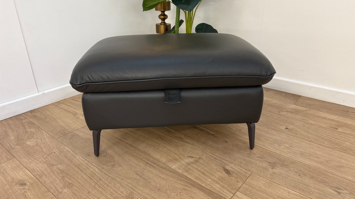Sofology The Viento Leather Designer Storage Footstool in Trusty Embossed Charcoal