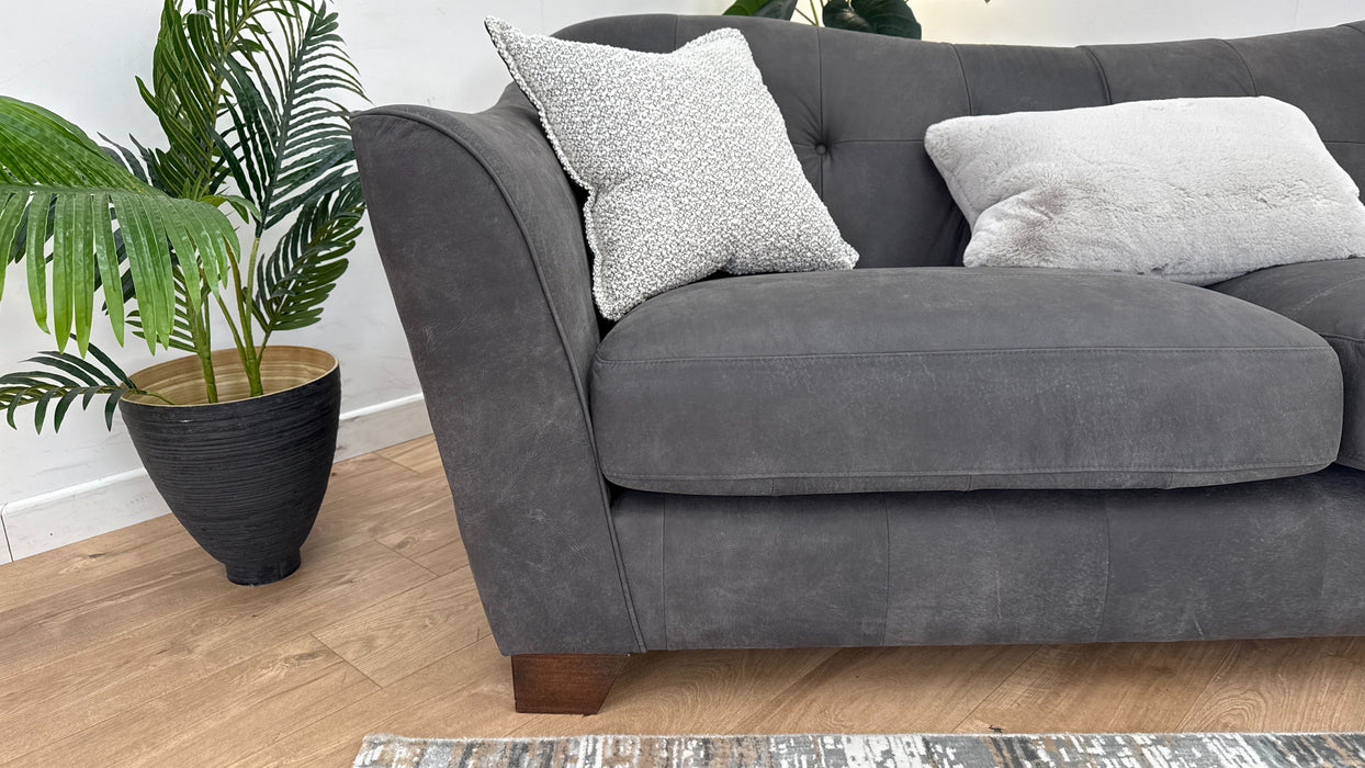 Bartello  3 Seater Sofa -  Leather - Charcoal/Pepper Mix