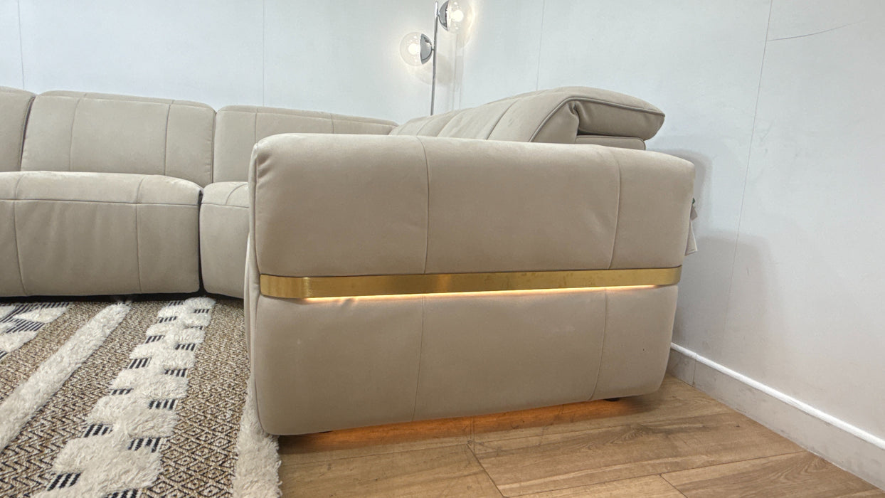 Sofology Lumiere Fabric 3 Corner 1.5 Power Recliner/Headrest in Lifestyle Nubuck Feel Stone