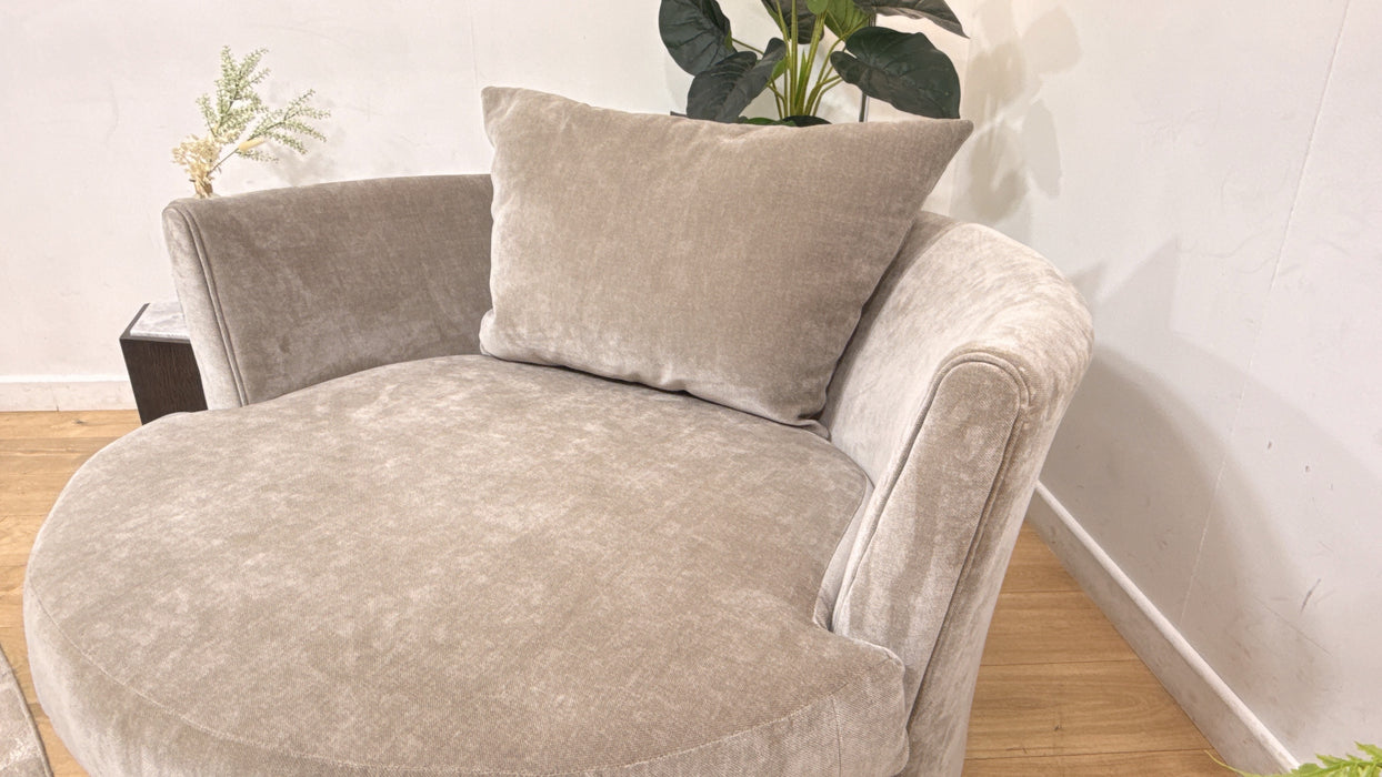 Sofology Oscar Fabric Large Swivel Chair in Fine Textured Chenille Stone Mix