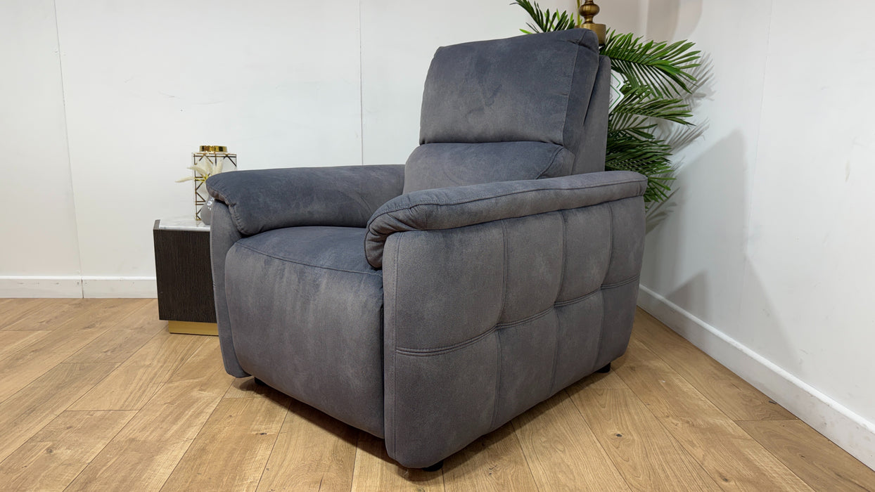 Sofology Ripley Fabric Chair Power Recliner/Headrest Lumbar Support in Lifestyle Flecked Charcoal
