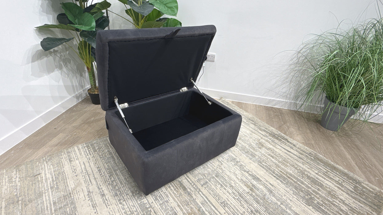 Sofology Lumiere Fabric Designer Storage Footstool in Lifestyle Flecked Anthracite