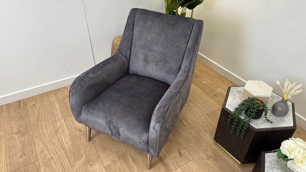 Topham - Fabric Accent Chair - Velvet Grey