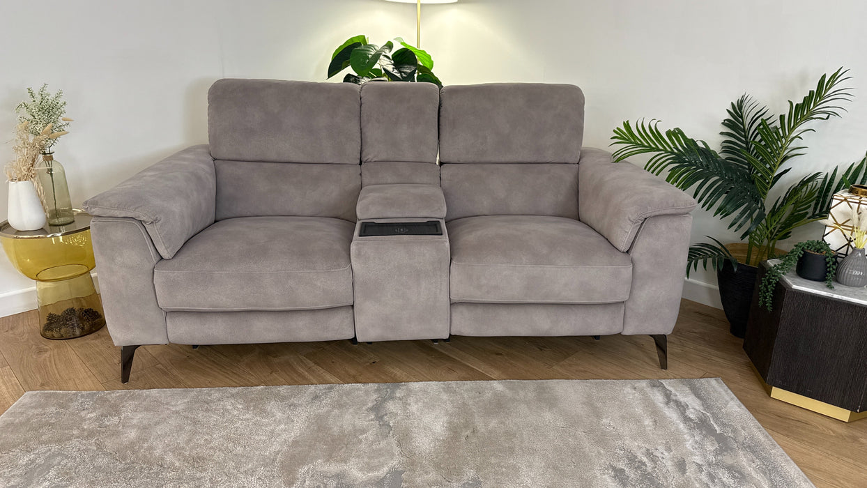 Sofology Illinois Fabric 2 Seater Console Power Recliner/Headrest in Lifestyle Mottled Marble