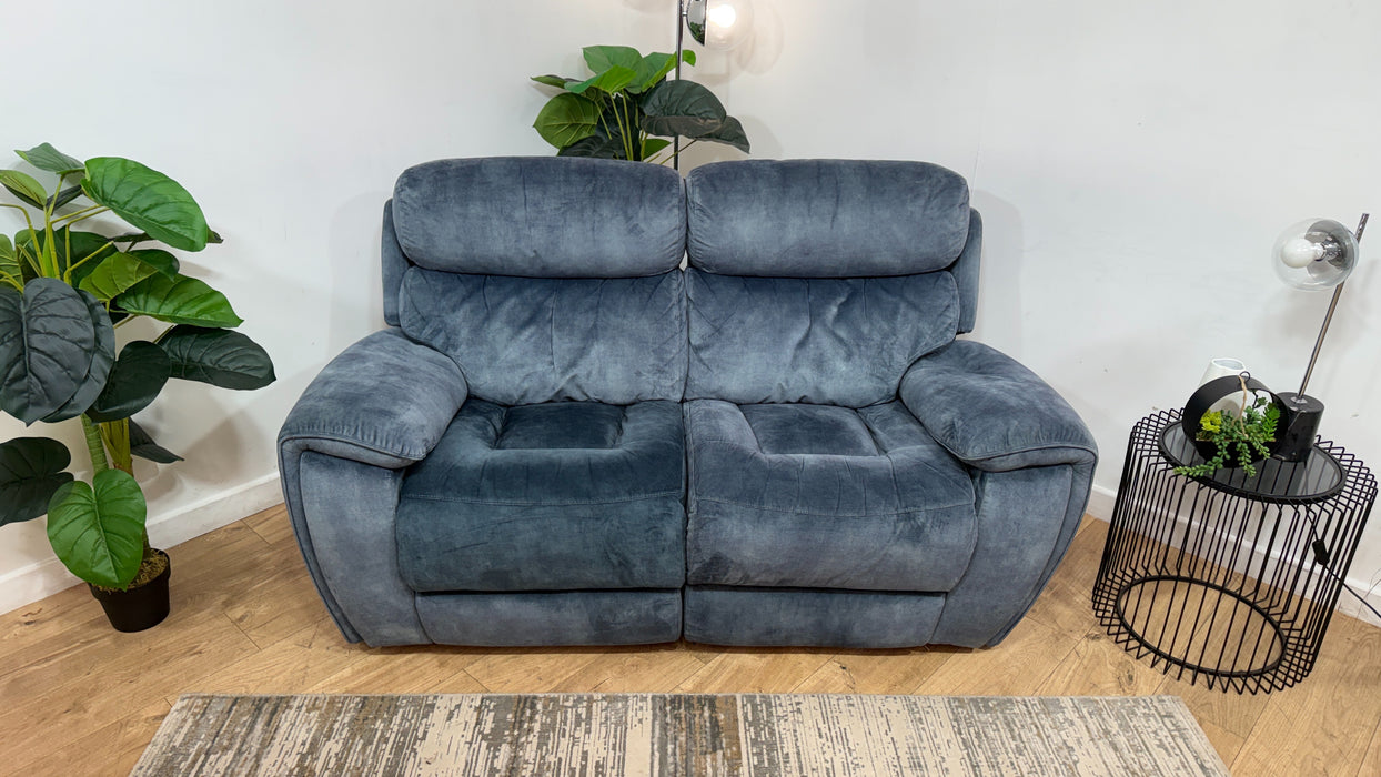 Sofology Radleigh Fabric 2 Seater Power Recliner/Headrest in Decent Teal