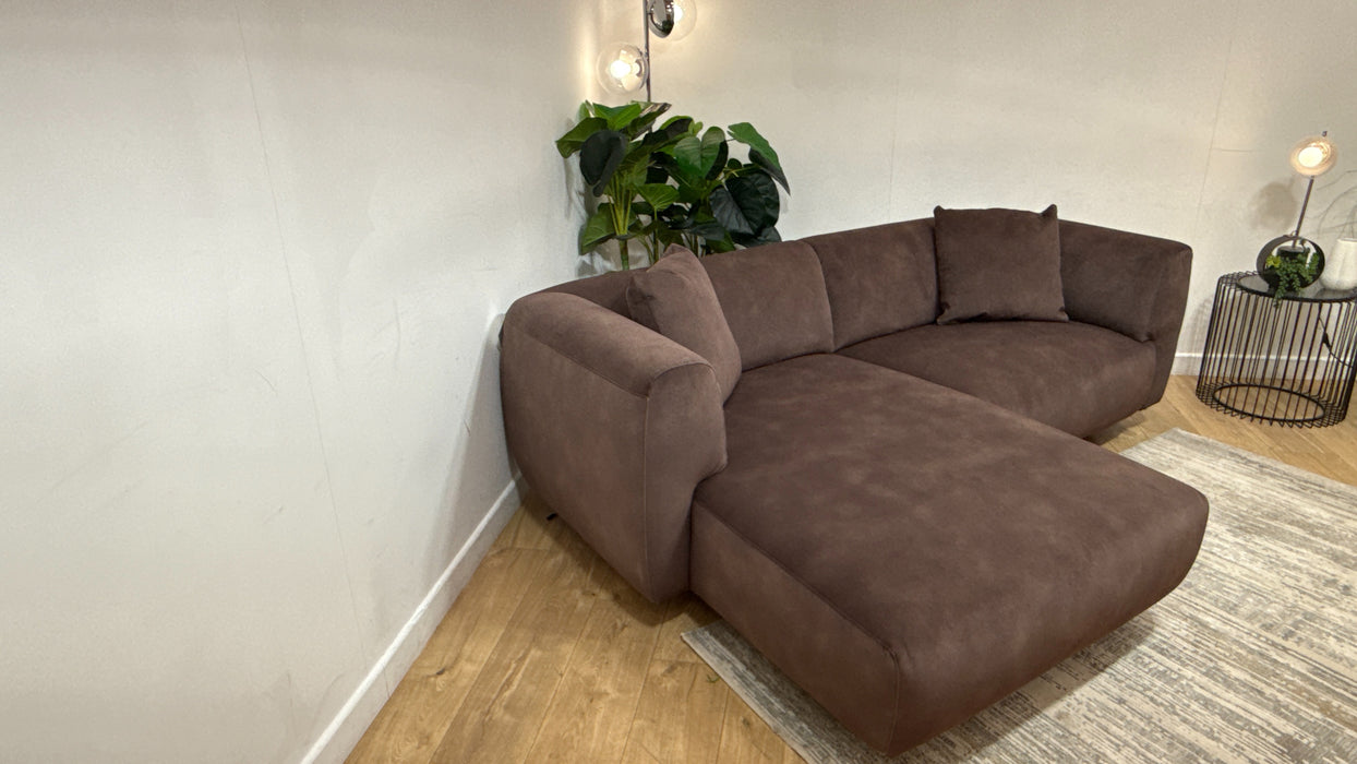 Sofology Nuvole Fabric Chaise 3 Seater in Lifestyle Mottled Dark Chocolate