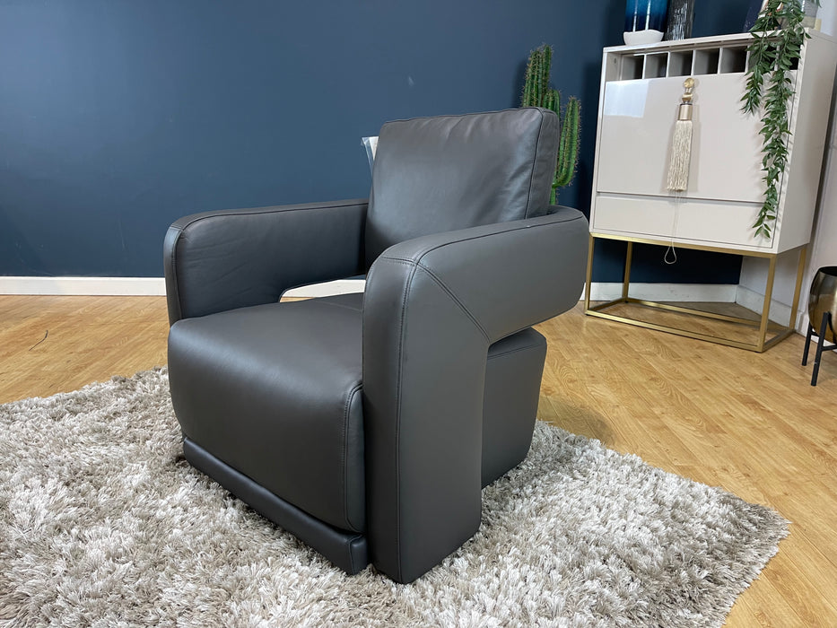 Flex Accent Chair Matt Leather Charcoal (WA2)