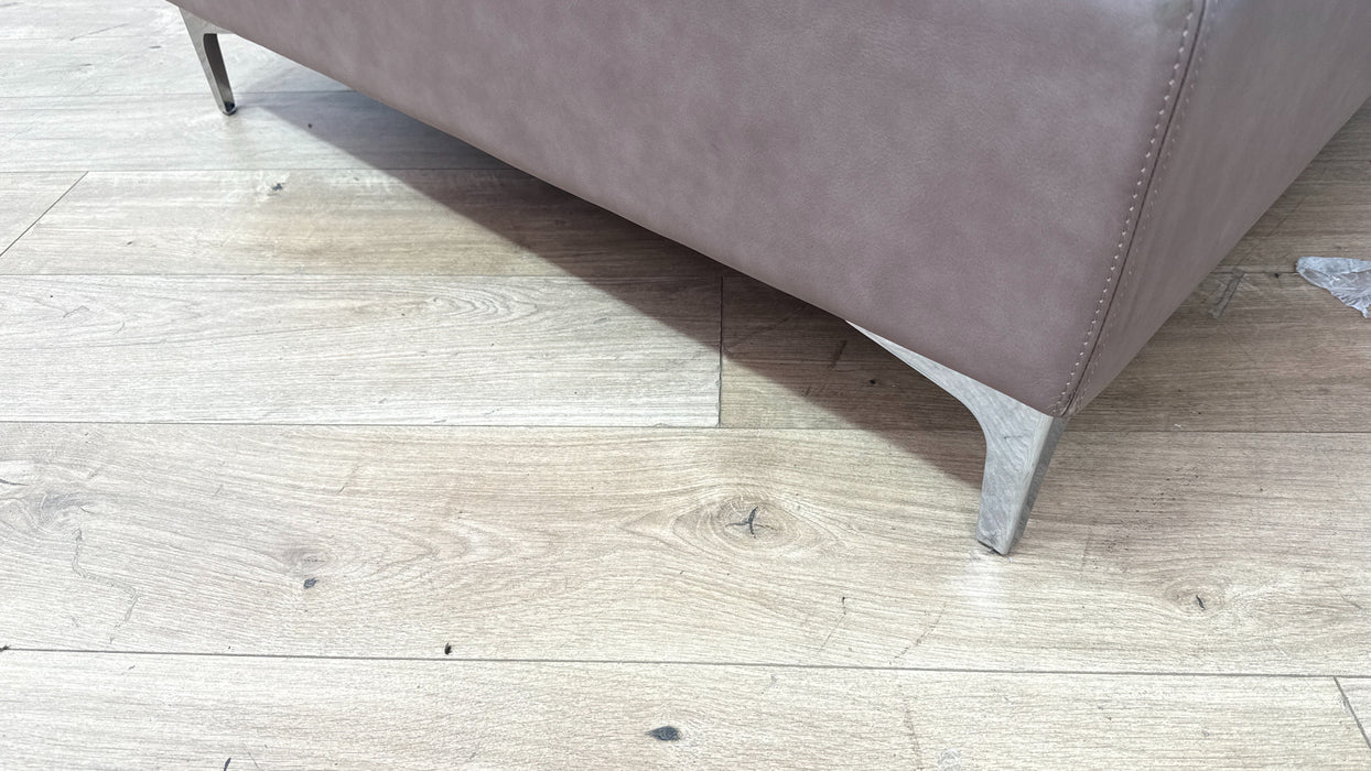 Sofology Illinois Leather Designer Footstool in Relaxed Soft Stone