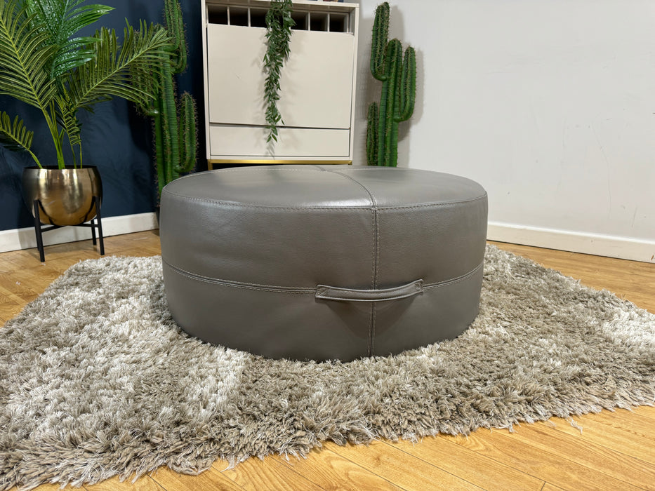 Lucca Round Footstool Le Mans Fossil Grey - (WA2)