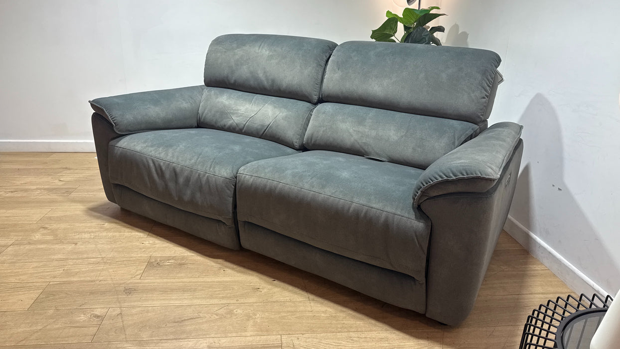 Sofology Hugo Fabric 2.5 Seater Power Recliner/Headrest in Lifestyle Flecked Mineral Green