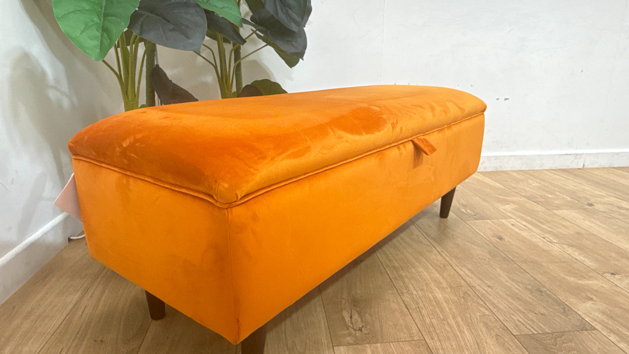 Sofology Islington Fabric Ottoman Storage Footstool in Sleek Tangerine