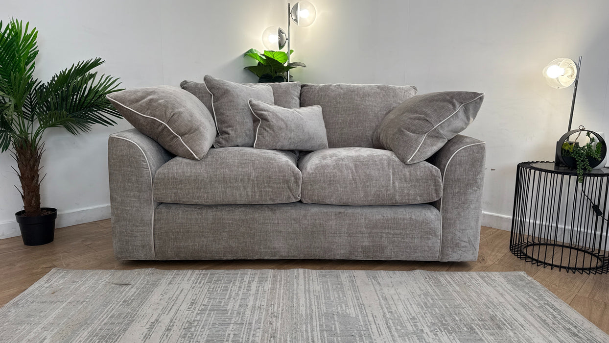 Sofology Georgio Fabric 2 Seater Extra Flex Seats in Luxe Chenille Stone Mix