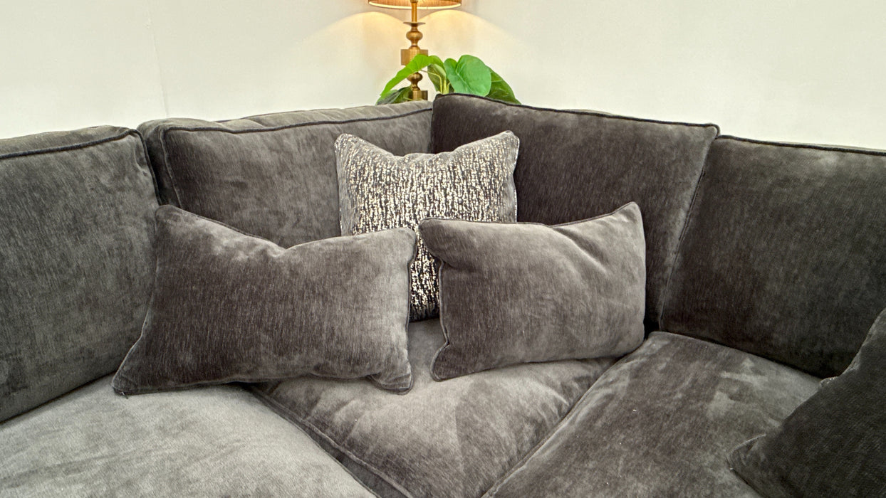 Sofology Laurent Fabric 3 Corner 1.5 Modular Fibre Seats in Luxury Deep Pile Chenille Slate Mix