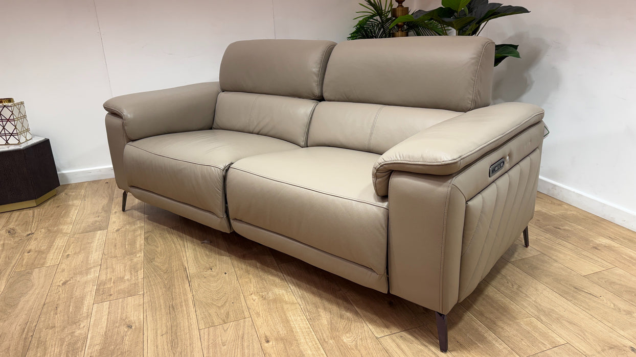 Sofology Fratelli Leather 2.5 Seater Power Recliner/Headrest in Trusty Embossed Stone