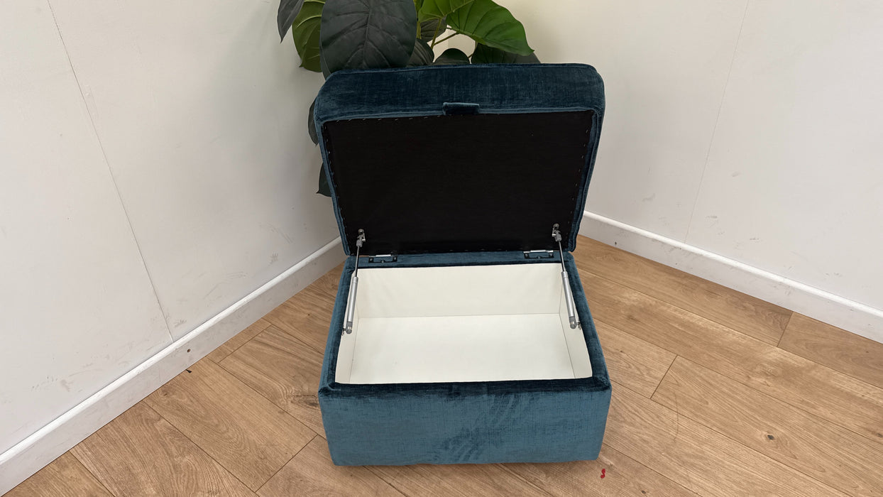 Sofology The Georgio Fabric Footstool in Luxe Chenille Teal All Over