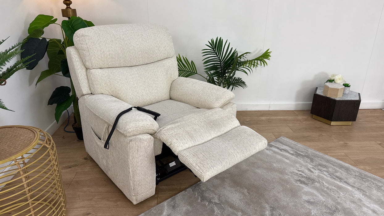 DFS Rise & Tilt Fabric Chair in Cream mix