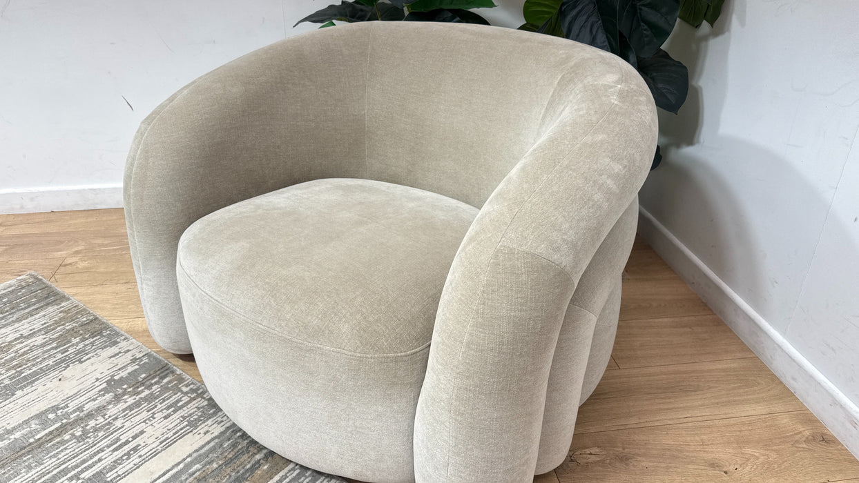 Sofology Dalston Fabric Swivel Chair in Soft Chenille Linen Limited Edition