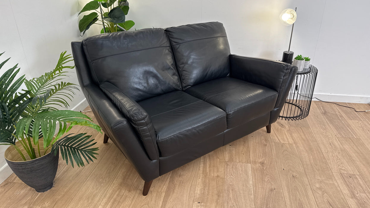 Fellini 2 Seat - Leather Sofa - Alaska Black