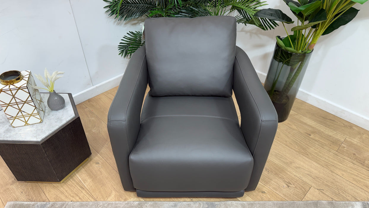 Sofology Flex Leather Accent Chair in Trusty Matt Charcoal