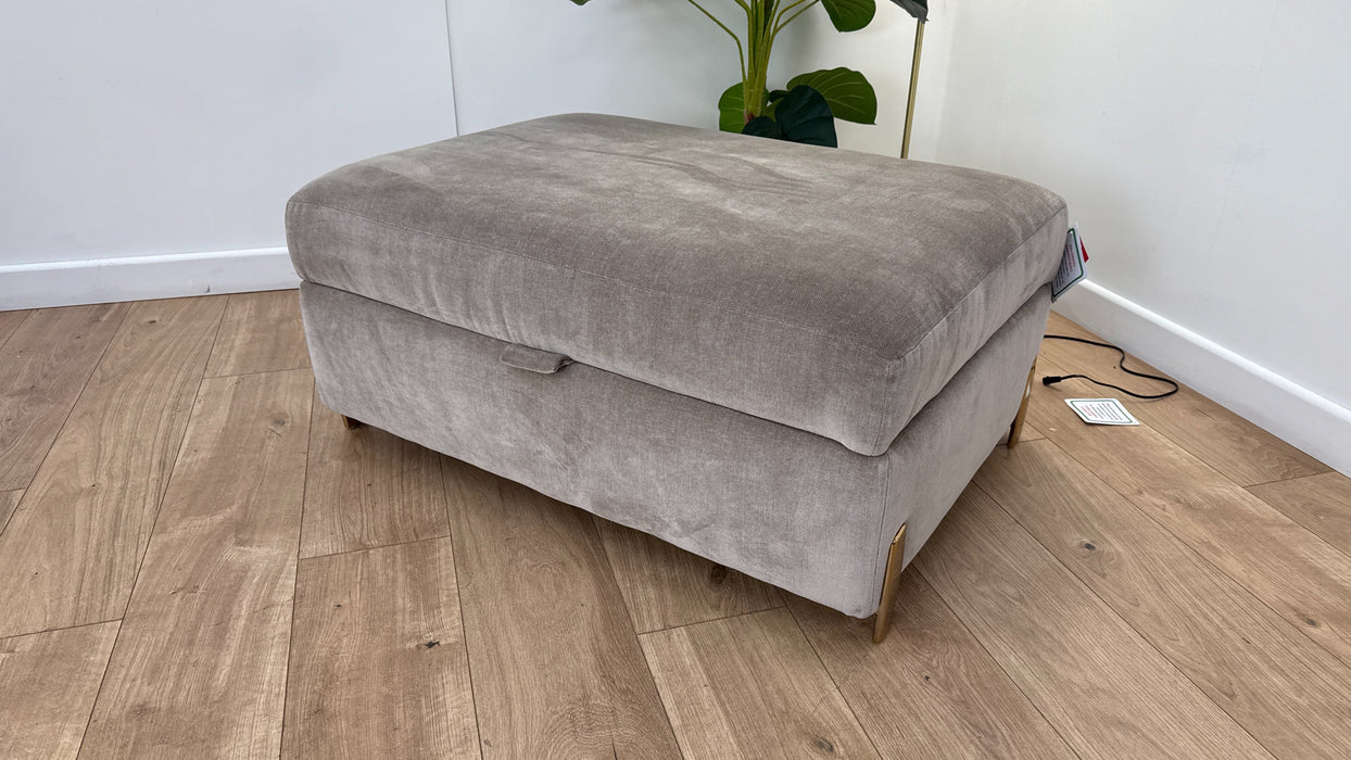 Sofology the Oscar Fabric Storage Footstool in Fine Textured Chenille Stone