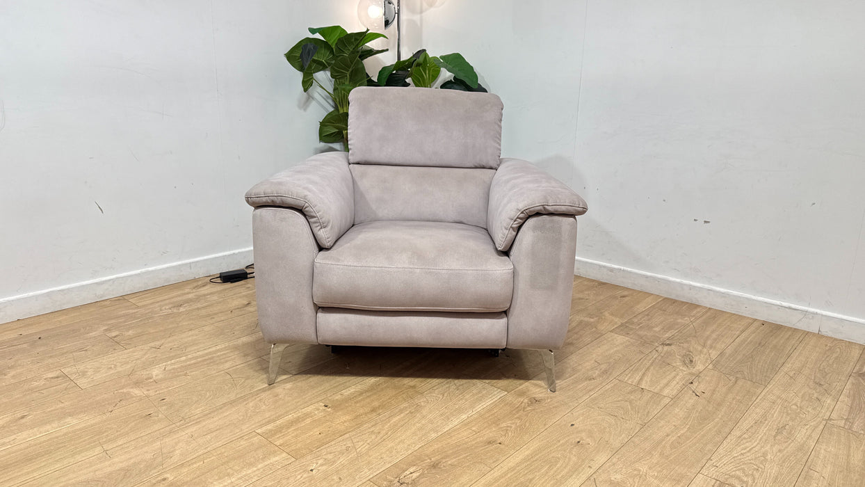 Sofology Illinois Fabric Chair Power Recliner/Headrest Heated Seat in Lifestyle Mottled Marble