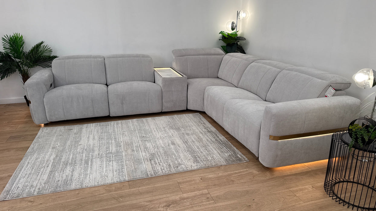 Sofology Lumiere Fabric Recliner 3 Corner Console 3 in Stone