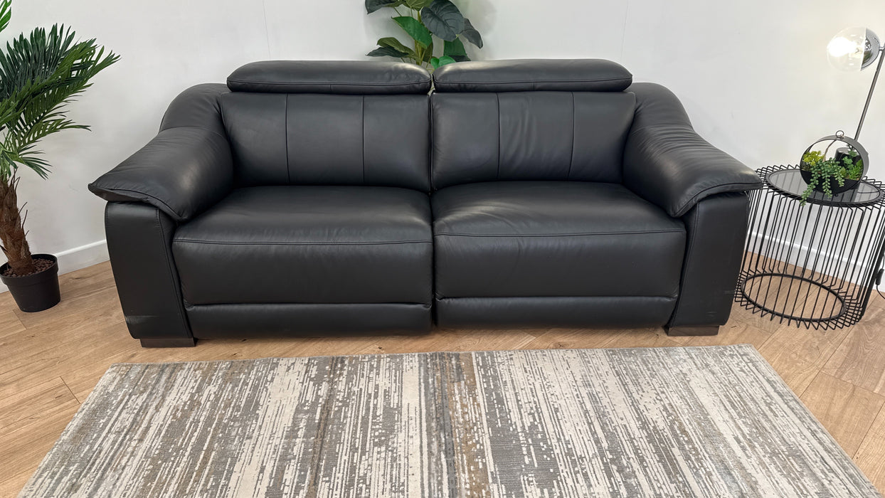 Sofology Carrera 2.5 Seater Leather Reclining Sofa in Trusty Embossed Jet Black