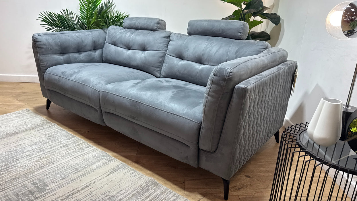 Sofology Muse Fabric 2.5 Seater Power Recliner Supportive Headrest in Lifestyle Plush Lead Grey