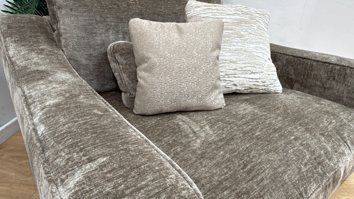 Sofology Bellagio Fabric Loveseat Reversible Feather Flex Interior in Chunky Luxe Chenille Fennel Mix