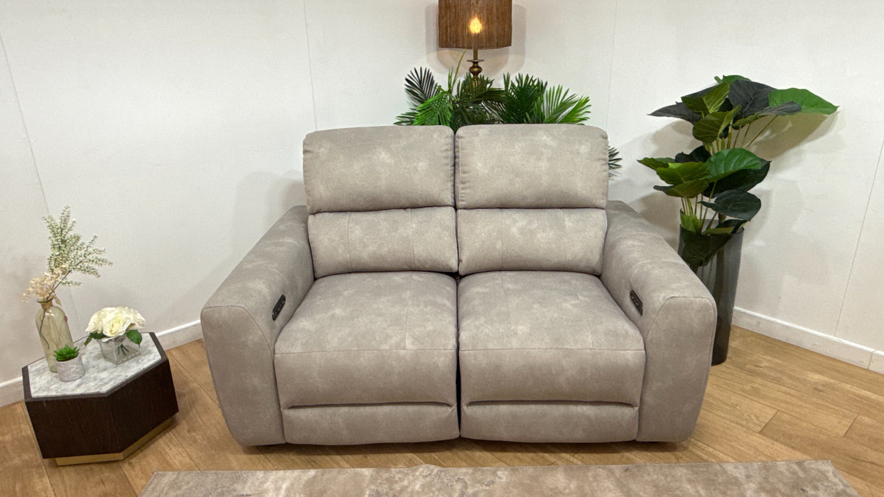 Sofology Portofino Fabric 2 Seater Power Recliner/Headrest in Lifestyle Flecked Stone