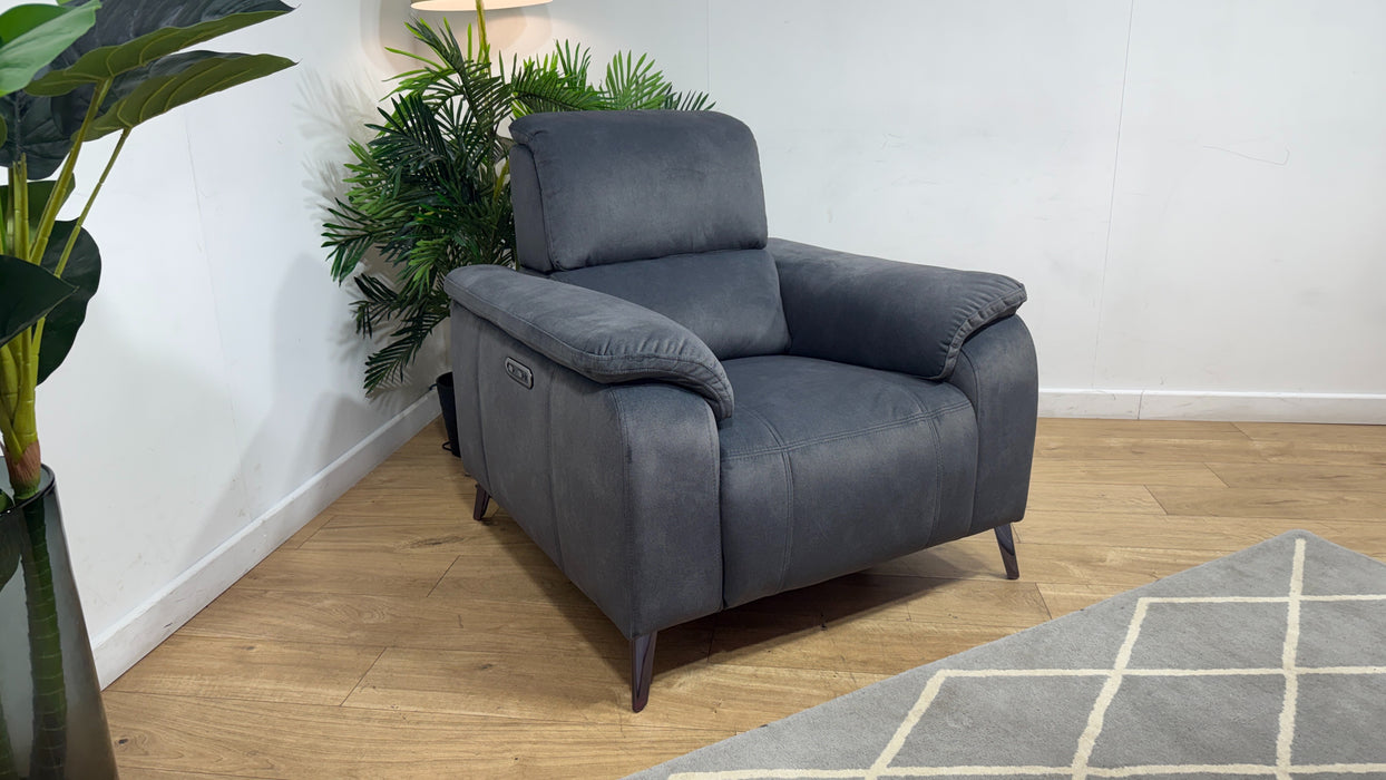 Sofology Bailey Fabric Chair Power Recliner in Lifestyle Flecked Charcoal