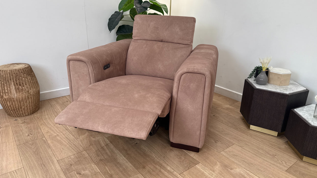 Sofology The Mason Fabric Recliner Chair Lifestyle Flecked Fabric Sand