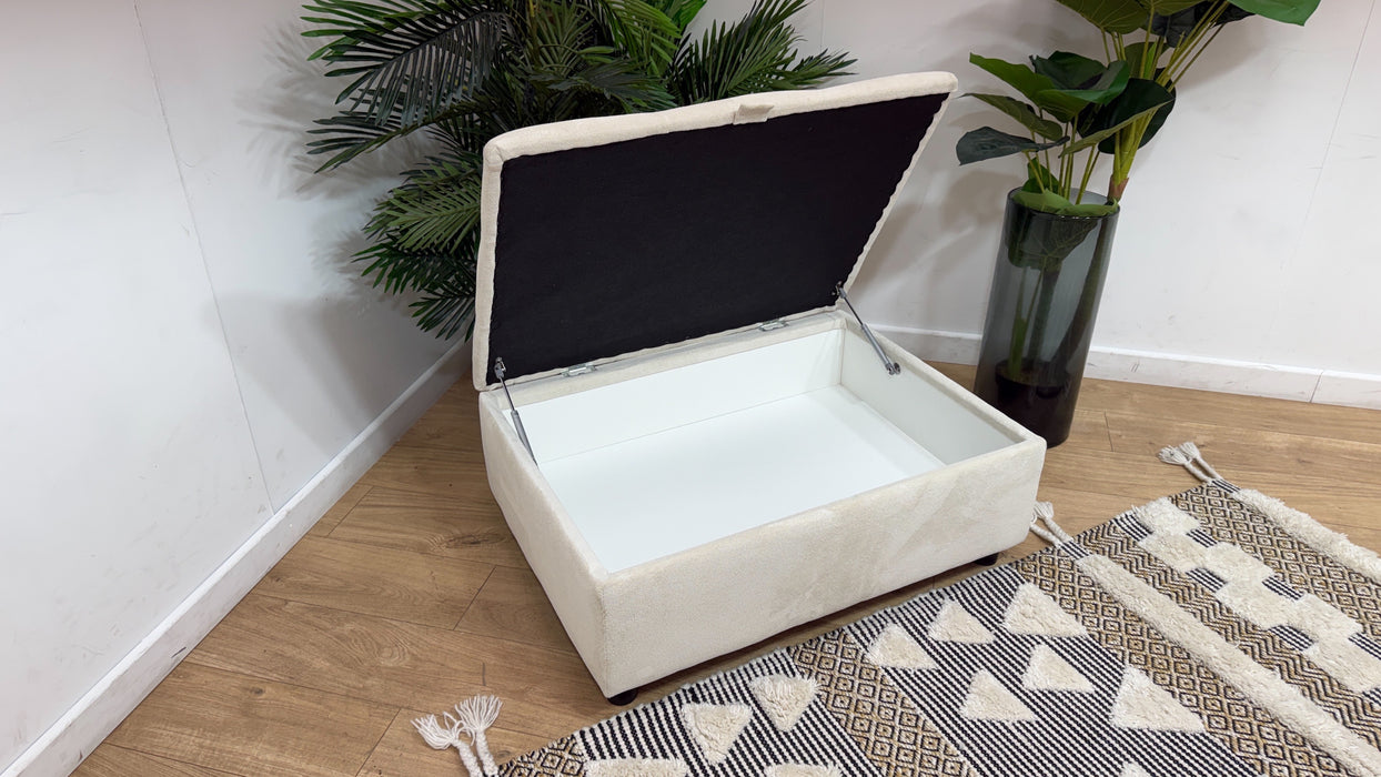 Sofology Ascot Fabric Storage Footstool in Texture Chenille Natural