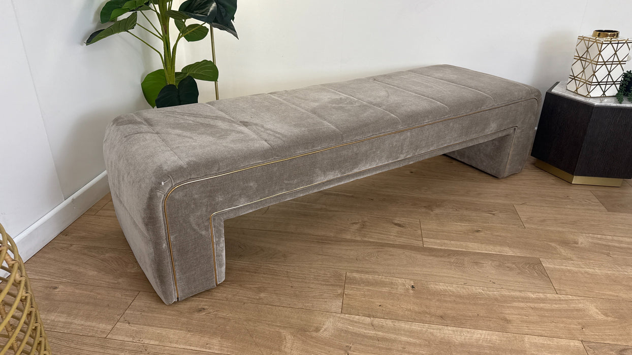 Sofology The Oscar Footstool in Super Matt Velvet Ecru All Over
