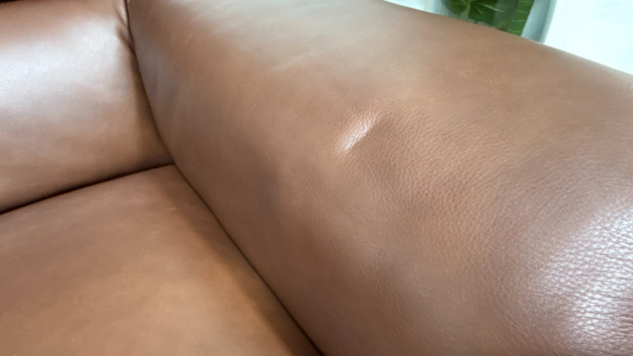 Sofology Illinois Leather 3 Seater Power Recliner/Headrest in Relaxed Soft Brown