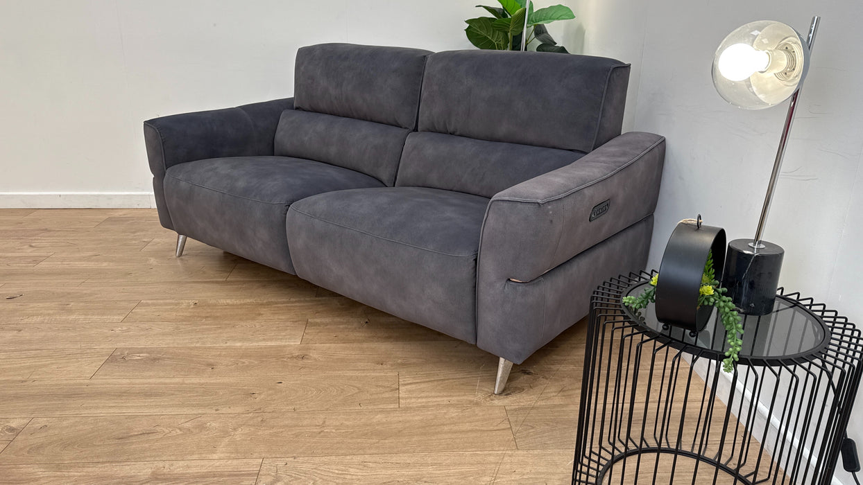 Sofology Dakota Fabric 3 Seater Power Recliner/Headrest in Lifestyle Mottled Charcoal