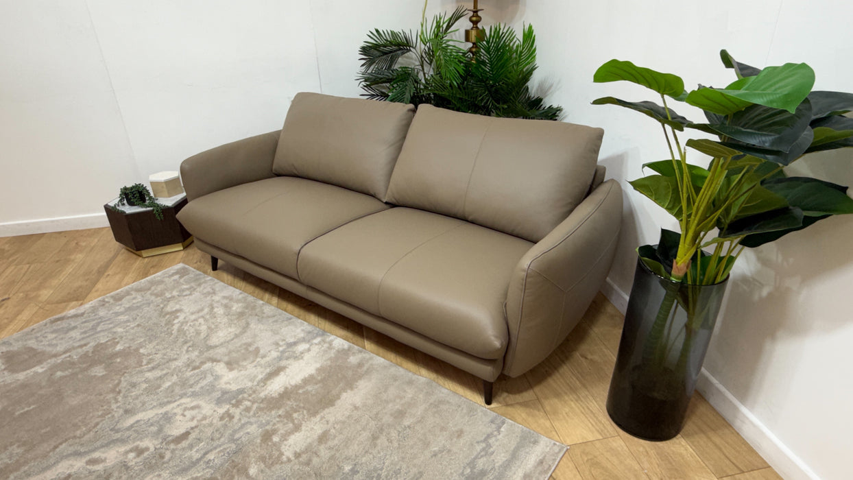 Sofology Adler Leather 3 Seater in Trusty Matt Taupe