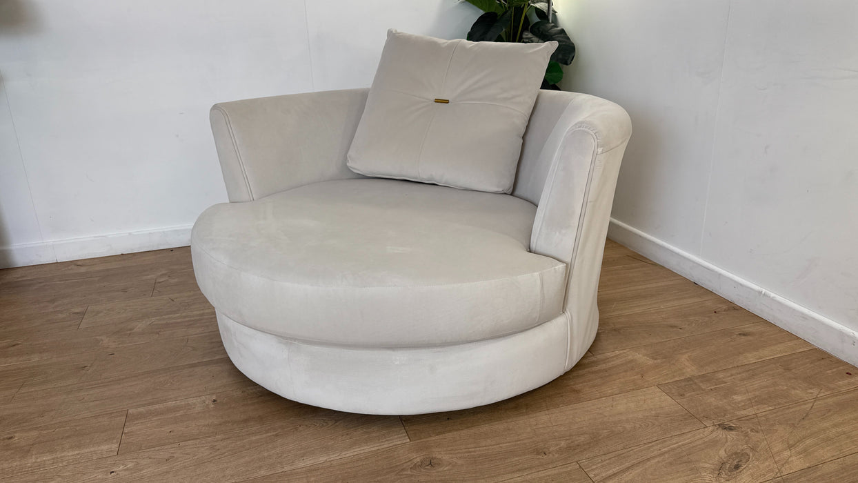 Sofology The Oscar Fabric Large Swivel Chair in Super Matt Velvet Ecru Mix